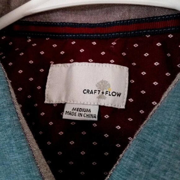 Craft+Flow Shirt Men's Long Sleeve Button Up Flip Cuff Blue Size Medium - Picture 4 of 6